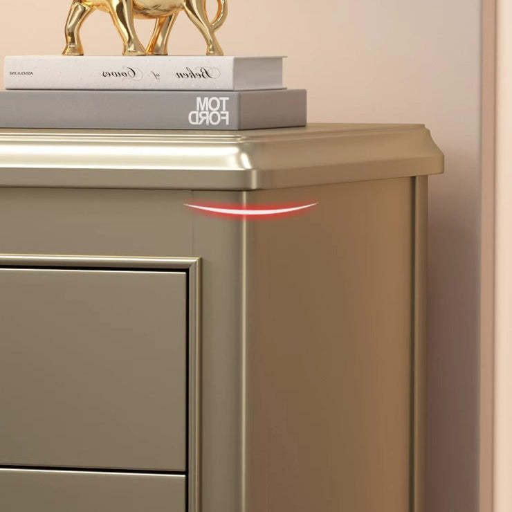 French Champagne Gold Cabriole-Leg Nightstand 2-Drawer