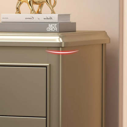 French Champagne Gold Cabriole-Leg Nightstand 2-Drawer