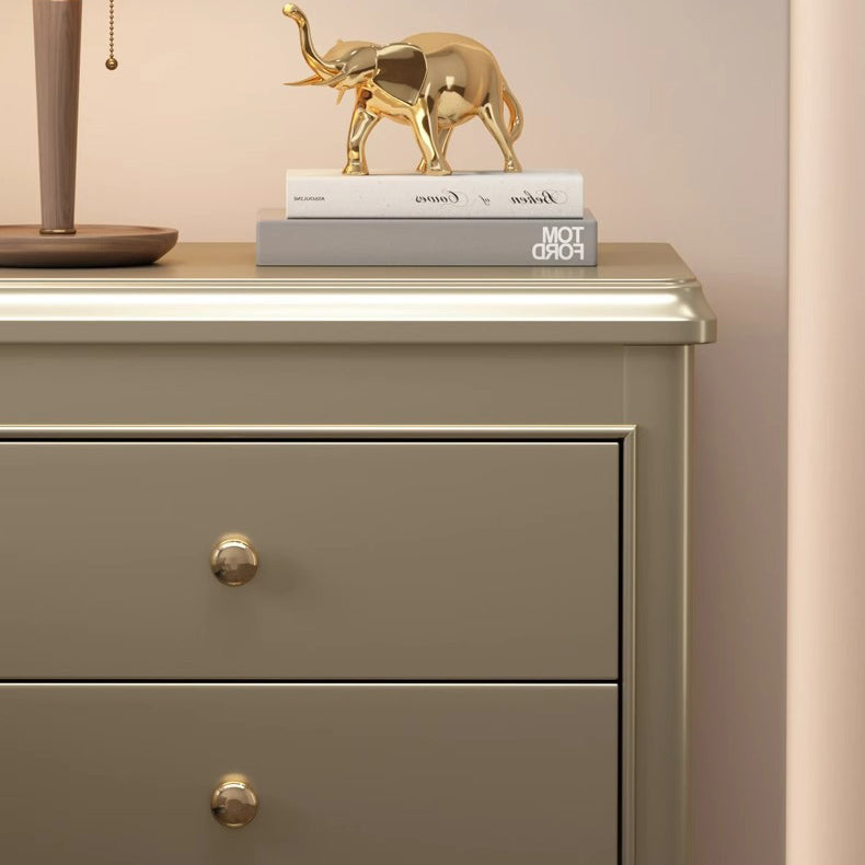 French Champagne Gold Cabriole-Leg Nightstand 2-Drawer