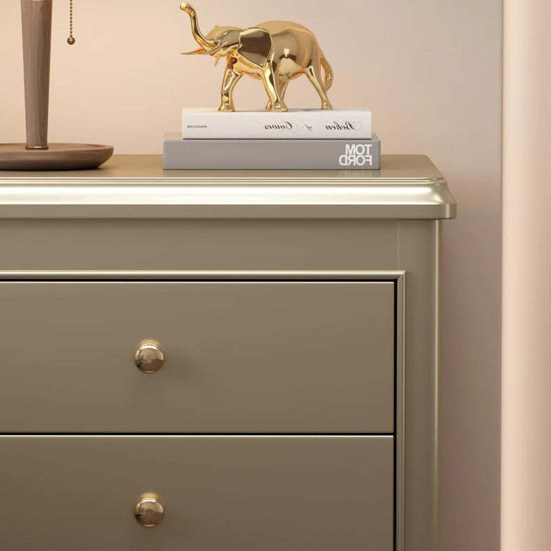 French Champagne Gold Cabriole-Leg Nightstand 2-Drawer