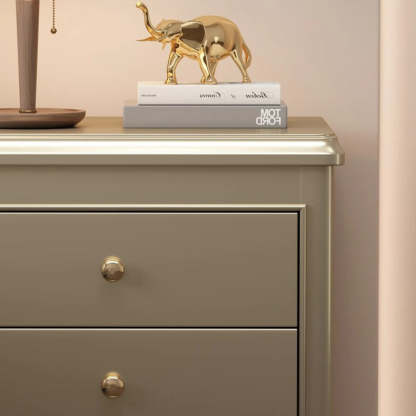 French Champagne Gold Cabriole-Leg Nightstand 2-Drawer
