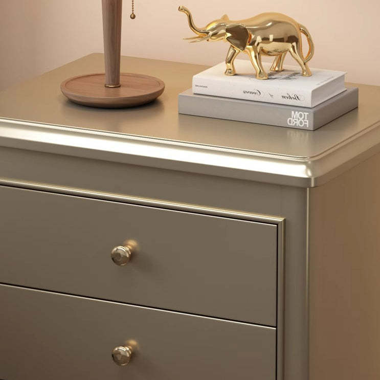 French Champagne Gold Cabriole-Leg Nightstand 2-Drawer