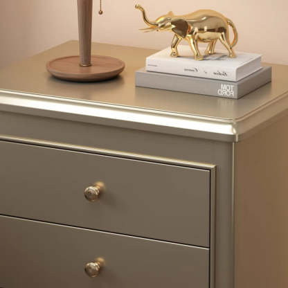 French Champagne Gold Cabriole-Leg Nightstand 2-Drawer