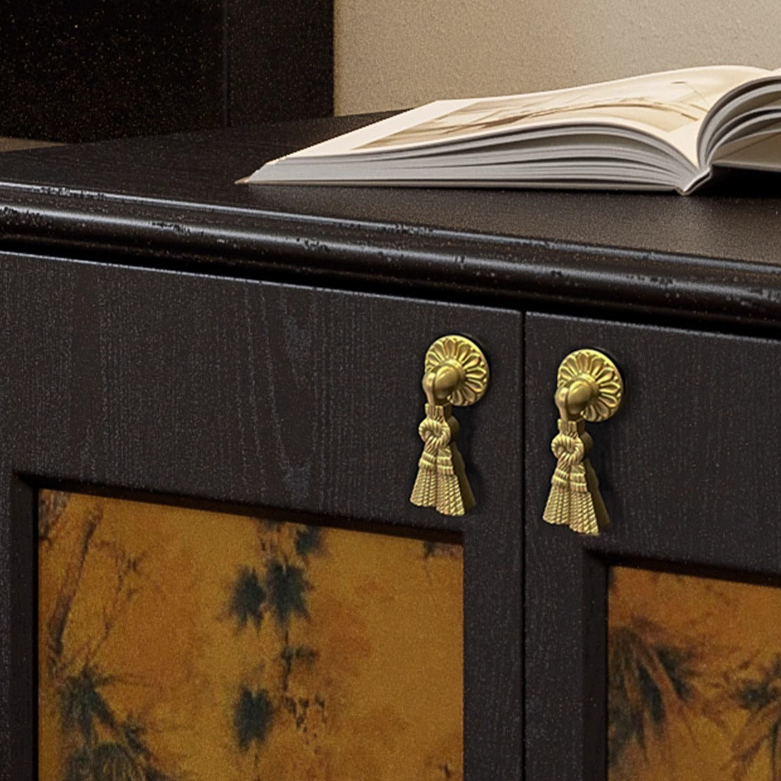 Mid-Century Silk Wood Nightstand 1-Cabinet