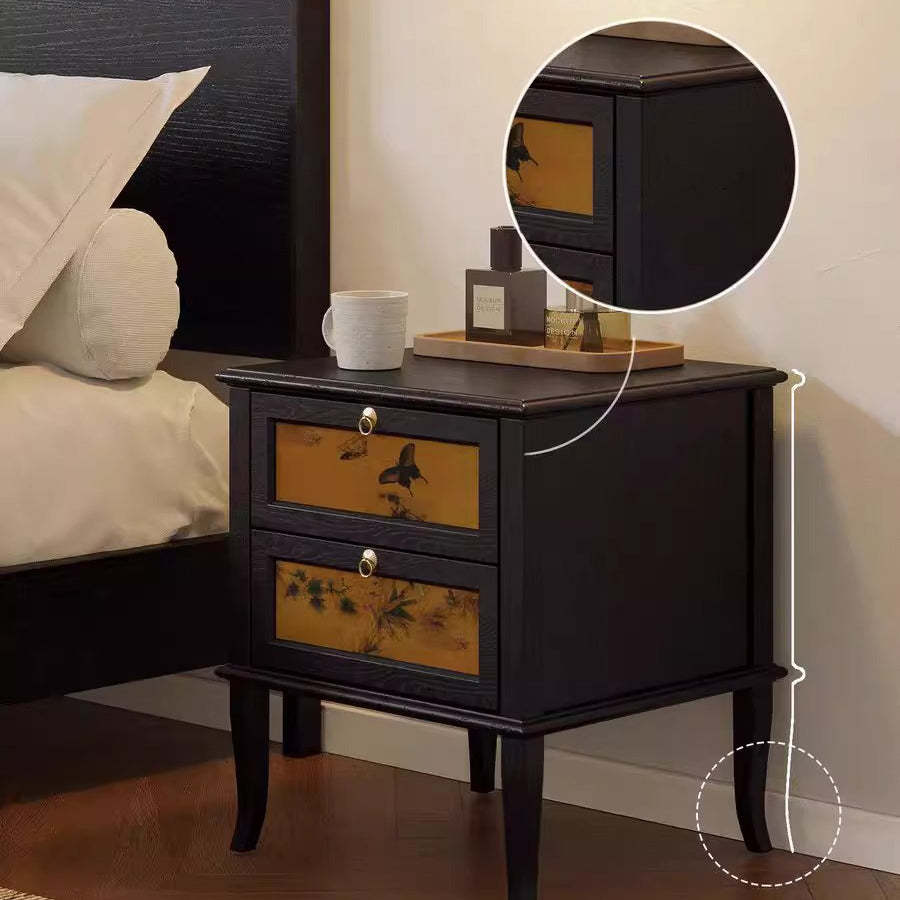 Mid-Century Silk Wood Nightstand 1-Cabinet