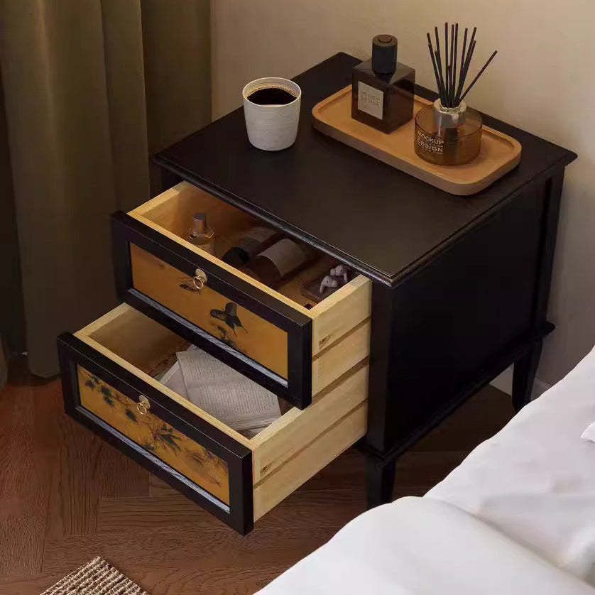 Mid-Century Silk Wood Nightstand 1-Cabinet