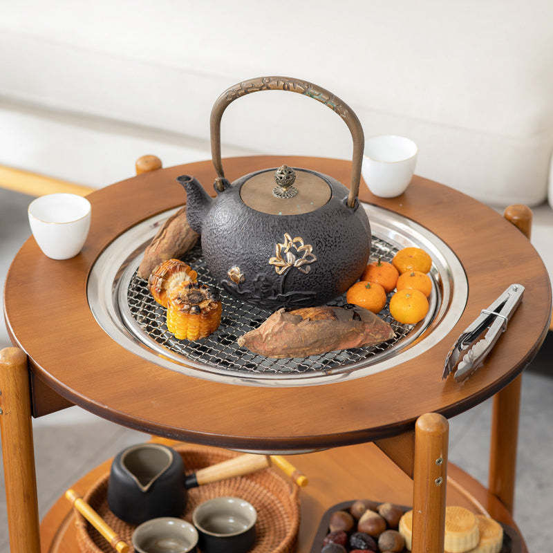 Chinese Bamboo Slidable Coffee Table 2-Tier