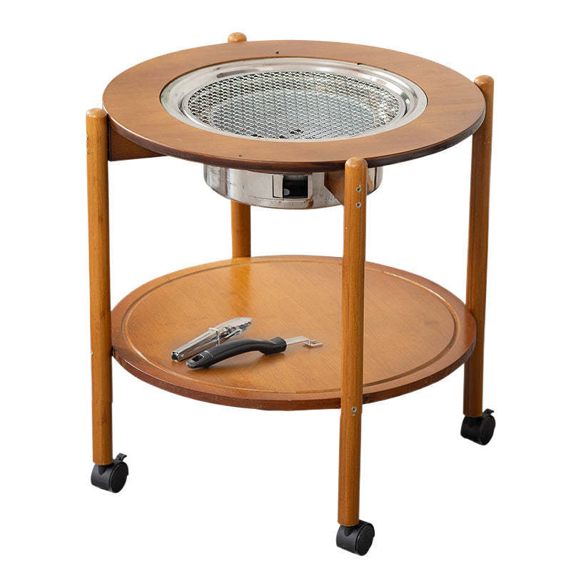 Chinese Bamboo Slidable Coffee Table 2-Tier