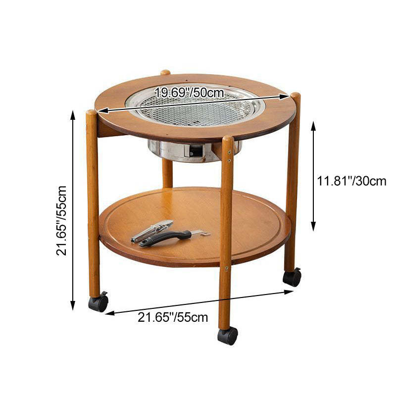 Chinese Bamboo Slidable Coffee Table 2-Tier
