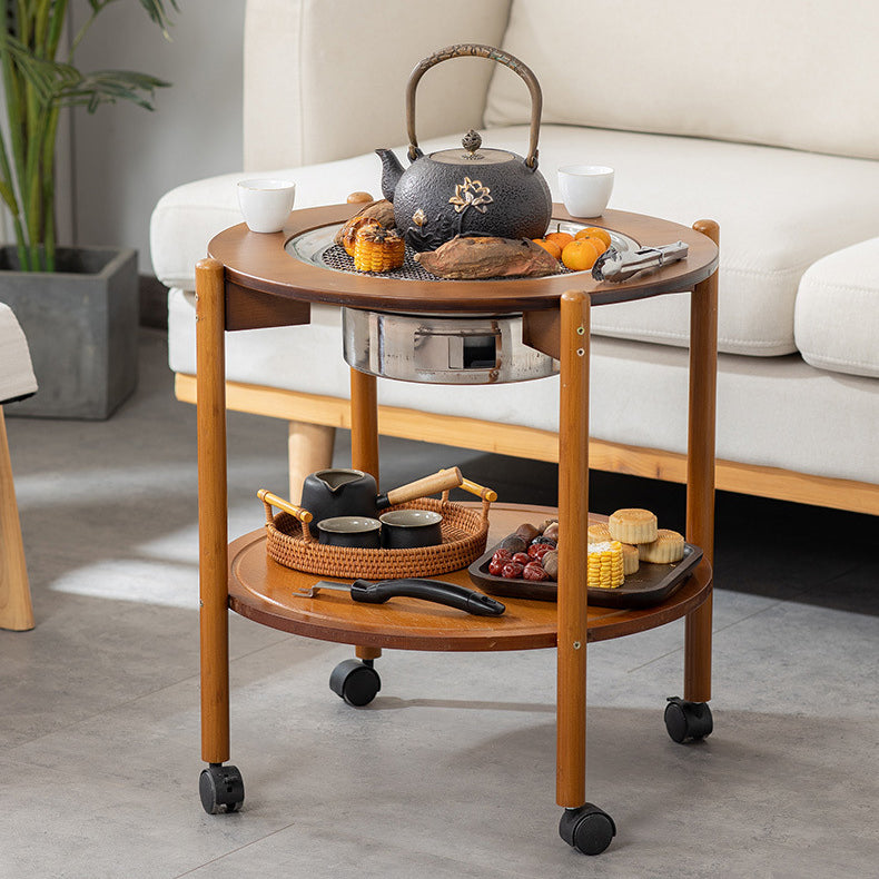 Chinese Bamboo Slidable Coffee Table 2-Tier