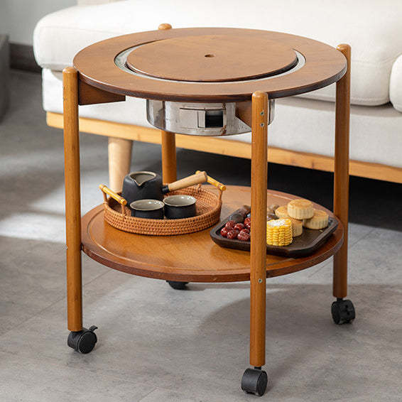 Chinese Bamboo Slidable Coffee Table 2-Tier