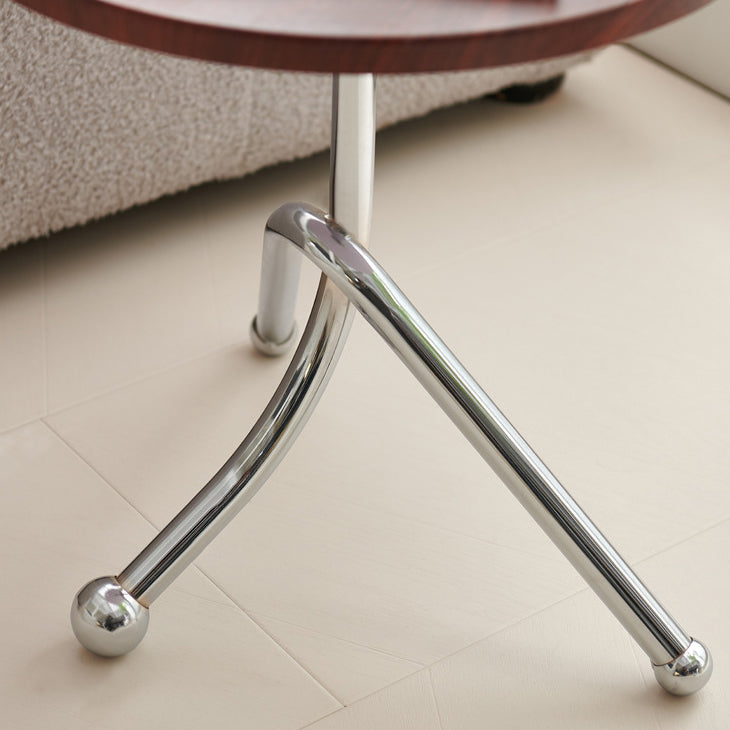 Mid-Century Wood Iron Tripod End Table