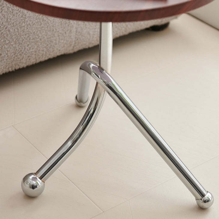 Mid-Century Wood Iron Tripod End Table