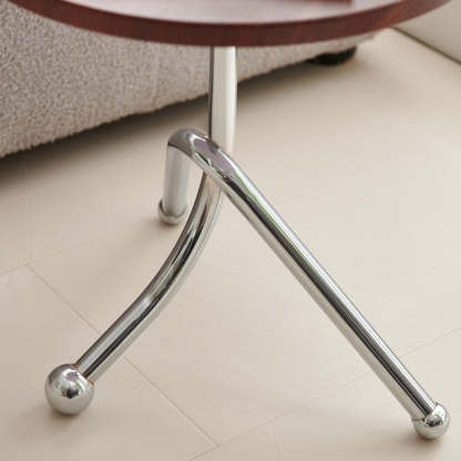 Mid-Century Wood Iron Tripod End Table