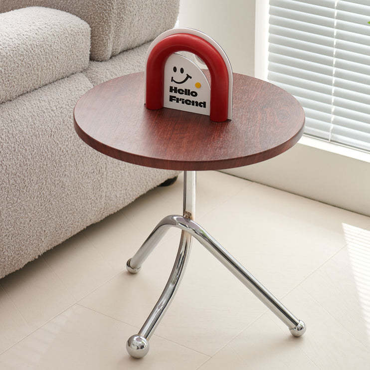 Mid-Century Wood Iron Tripod End Table