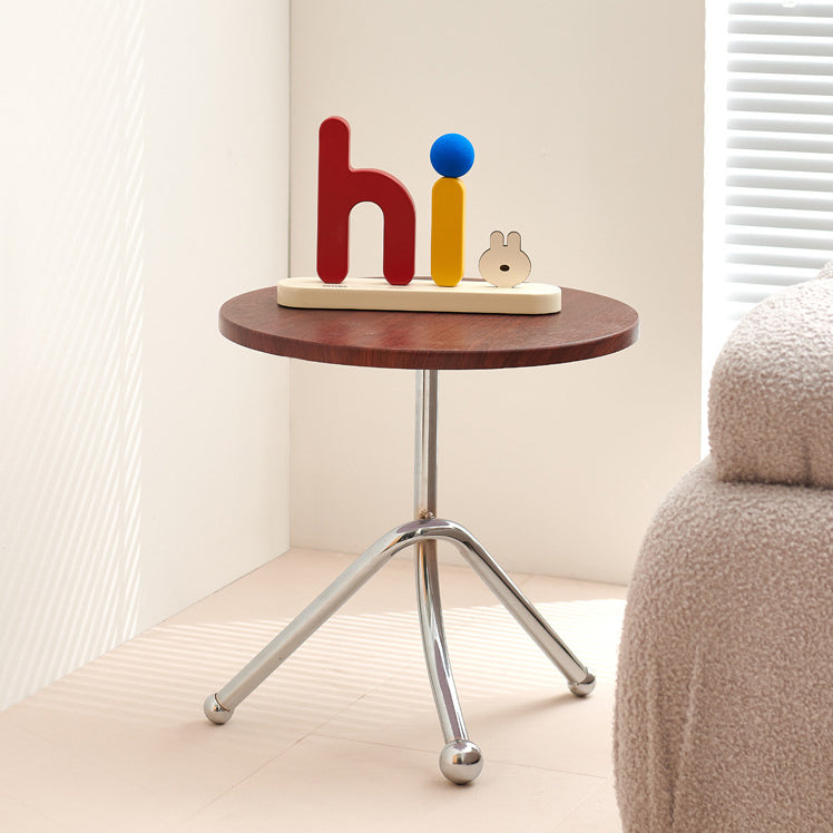 Mid-Century Wood Iron Tripod End Table — Black