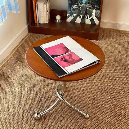 Mid-Century Wood Iron Tripod End Table