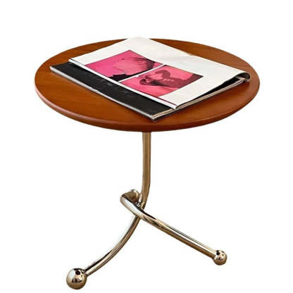 Mid-Century Wood Iron Tripod End Table