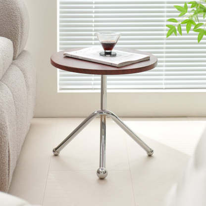 Mid-Century Wood Iron Tripod End Table