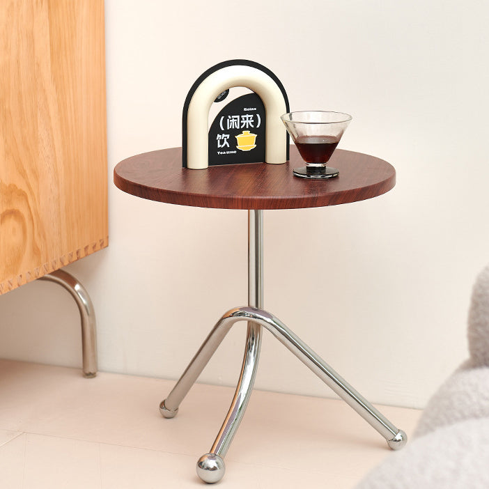 Mid-Century Wood Iron Tripod End Table