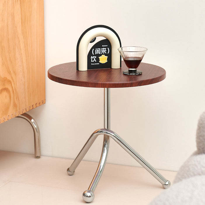 Mid-Century Wood Iron Tripod End Table