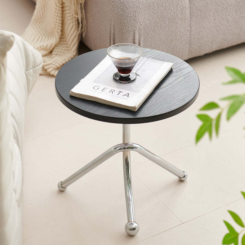 Mid-Century Wood Iron Tripod End Table