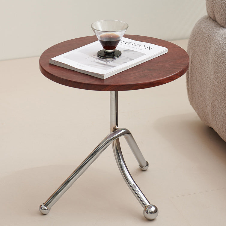 Mid-Century Wood Iron Tripod End Table — White