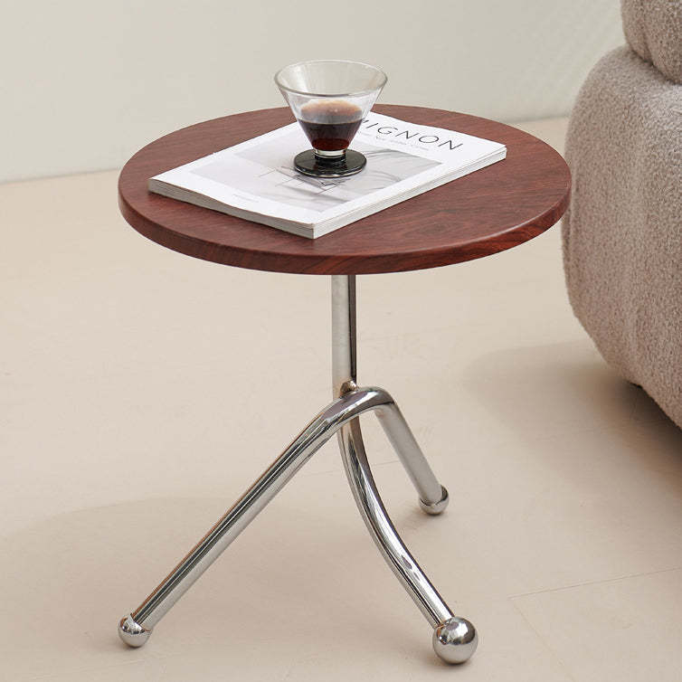 Mid-Century Wood Iron Tripod End Table — White