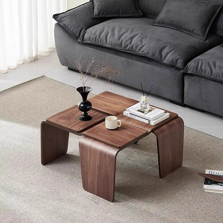 Mid-Century Walnut Textured Wood Coffee Table