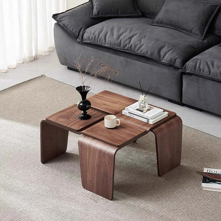 Mid-Century Walnut Textured Wood Coffee Table