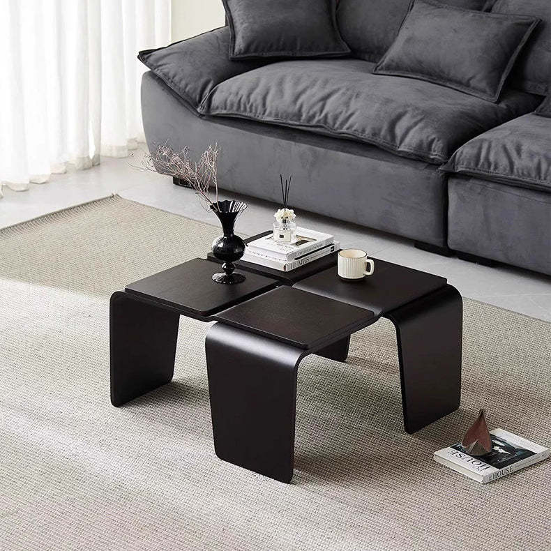 Lighom textured wood coffee tables for living room — Black
