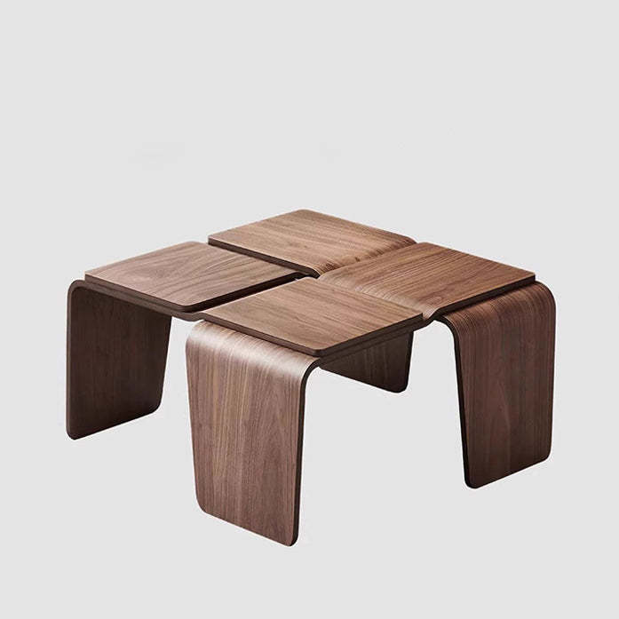 Mid-Century Walnut Textured Wood Coffee Table