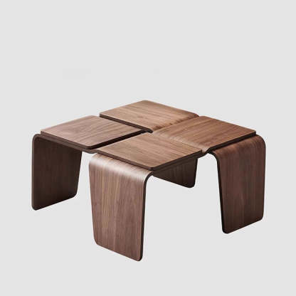 Mid-Century Walnut Textured Wood Coffee Table