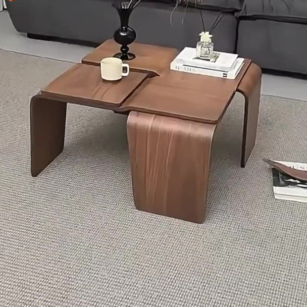 Mid-Century Walnut Textured Wood Coffee Table