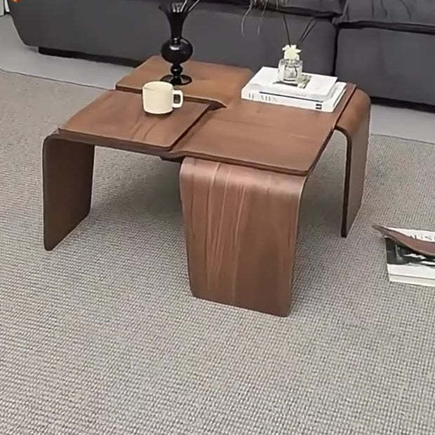 Mid-Century Walnut Textured Wood Coffee Table