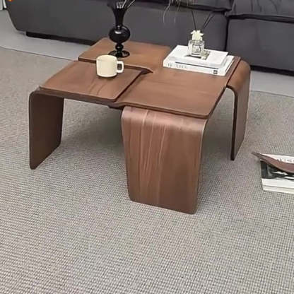 Mid-Century Walnut Textured Wood Coffee Table