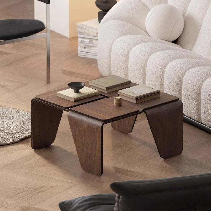 Mid-Century Walnut Textured Wood Coffee Table