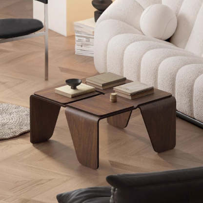 Mid-Century Walnut Textured Wood Coffee Table