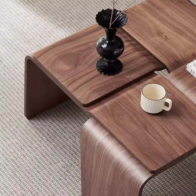 Mid-Century Walnut Textured Wood Coffee Table