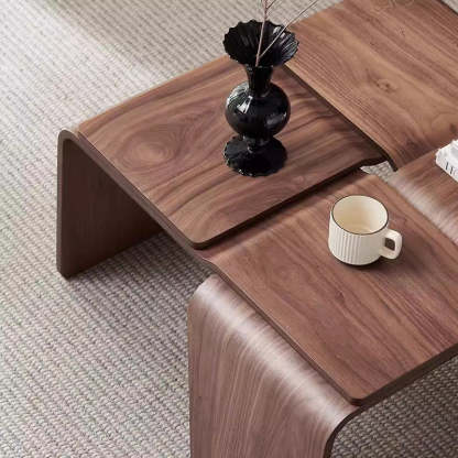 Mid-Century Walnut Textured Wood Coffee Table