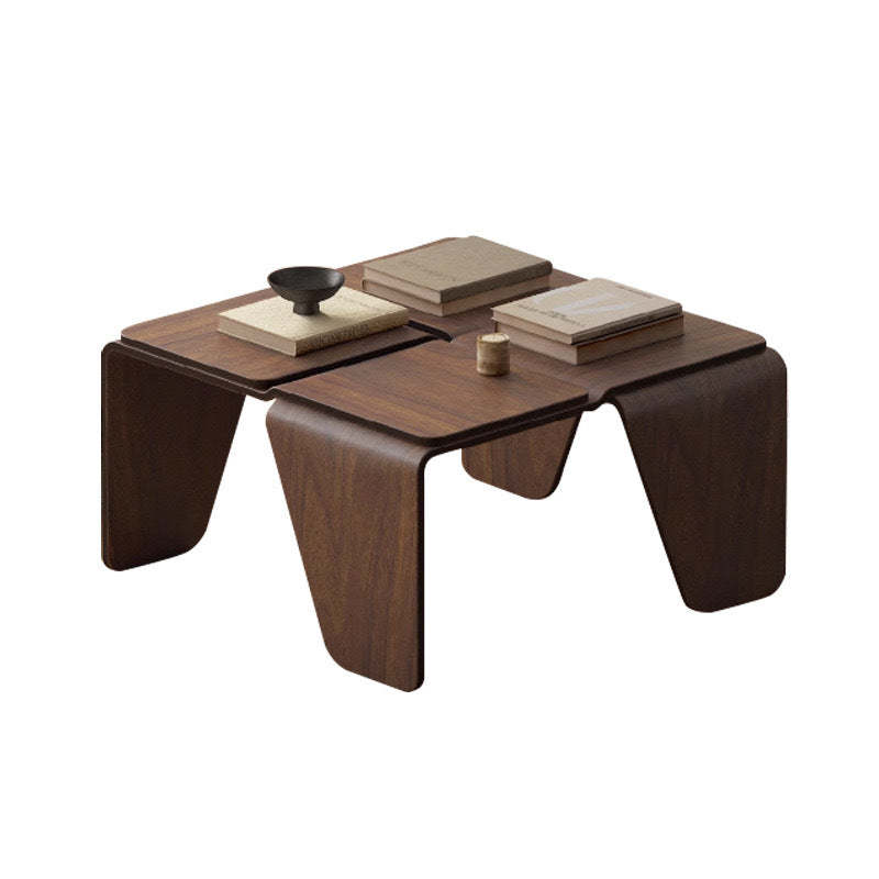Mid-Century Walnut Textured Wood Coffee Table