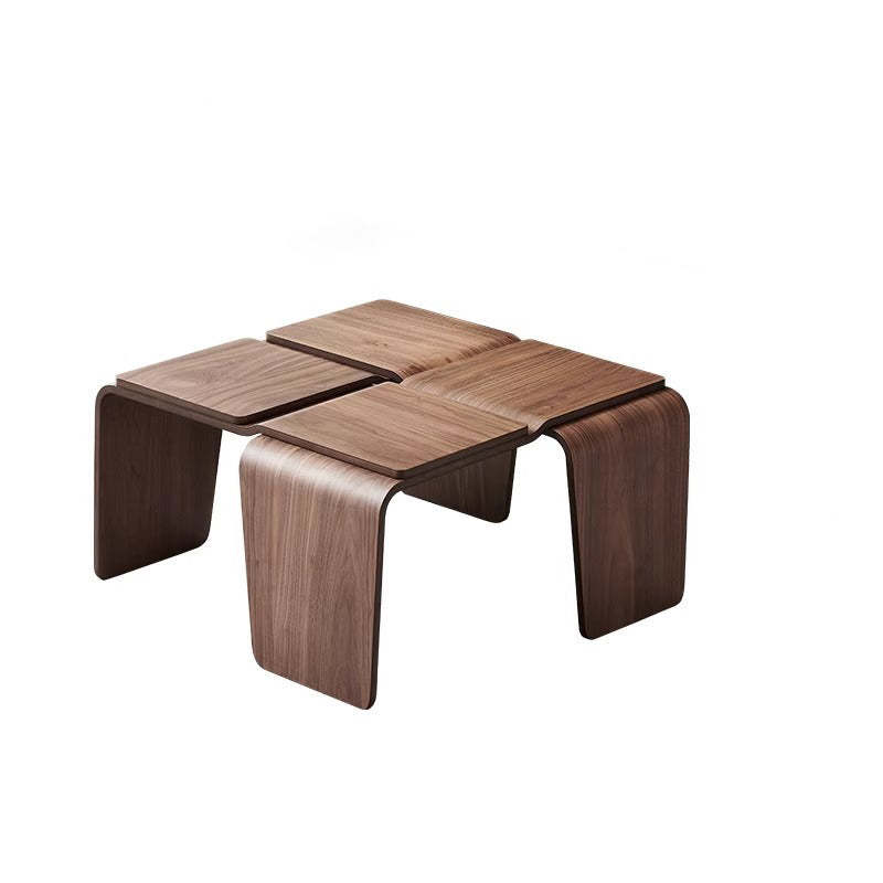 Mid-Century Walnut Textured Wood Coffee Table