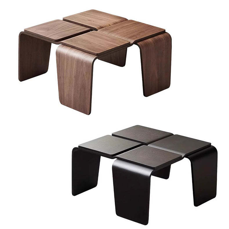 Mid-Century Walnut Textured Wood Coffee Table
