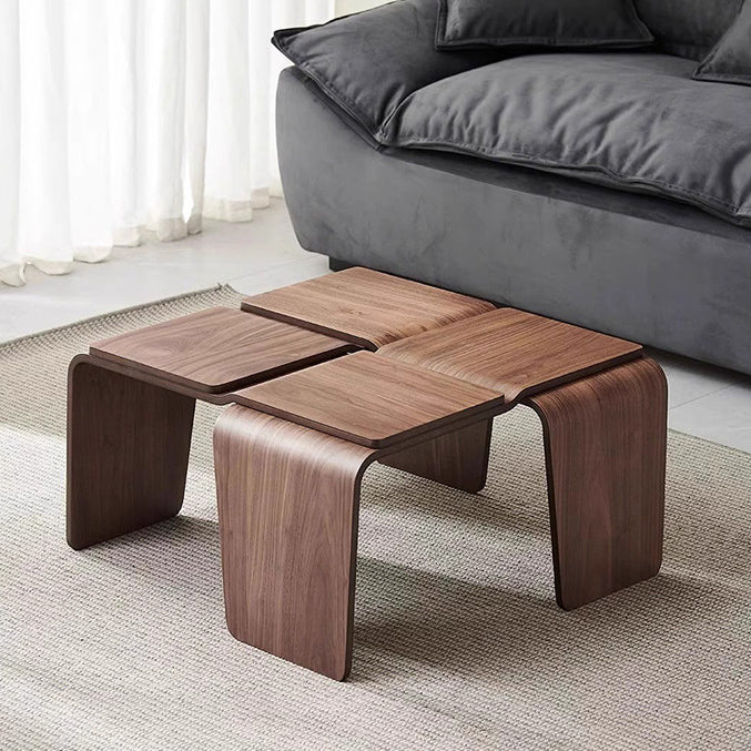 Mid-Century Walnut Textured Wood Coffee Table