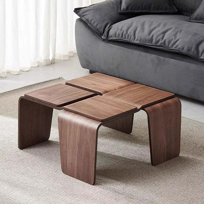 Mid-Century Walnut Textured Wood Coffee Table