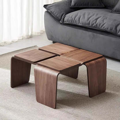 Mid-Century Walnut Textured Wood Coffee Table
