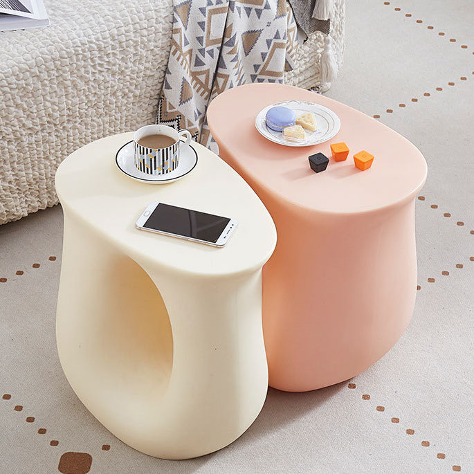 Art Deco Hollow Oval Plastic End Table — Gray