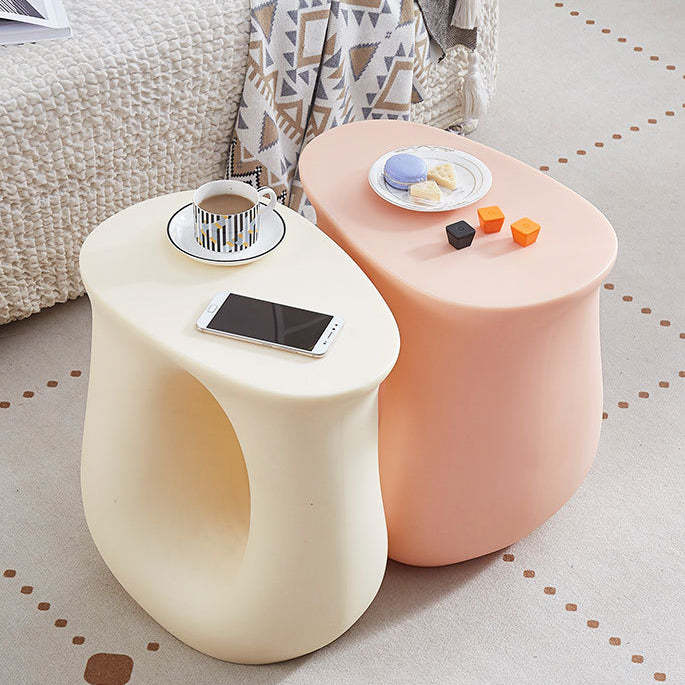 Art Deco Hollow Oval Plastic End Table — Gray