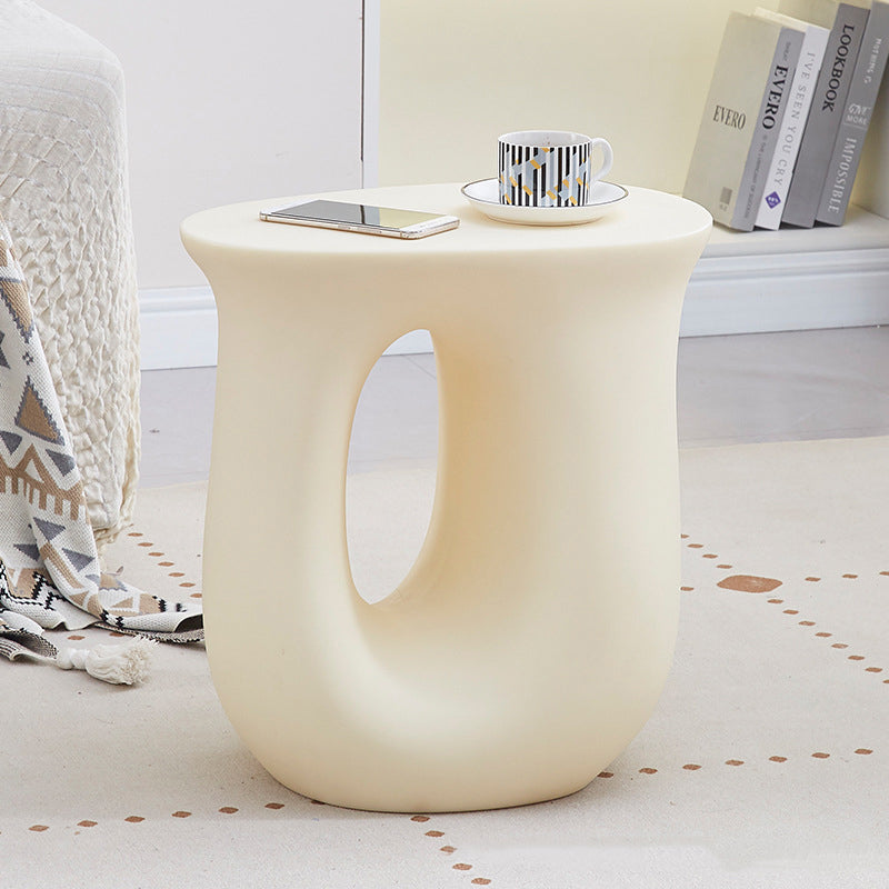Art Deco Hollow Oval Plastic End Table — White