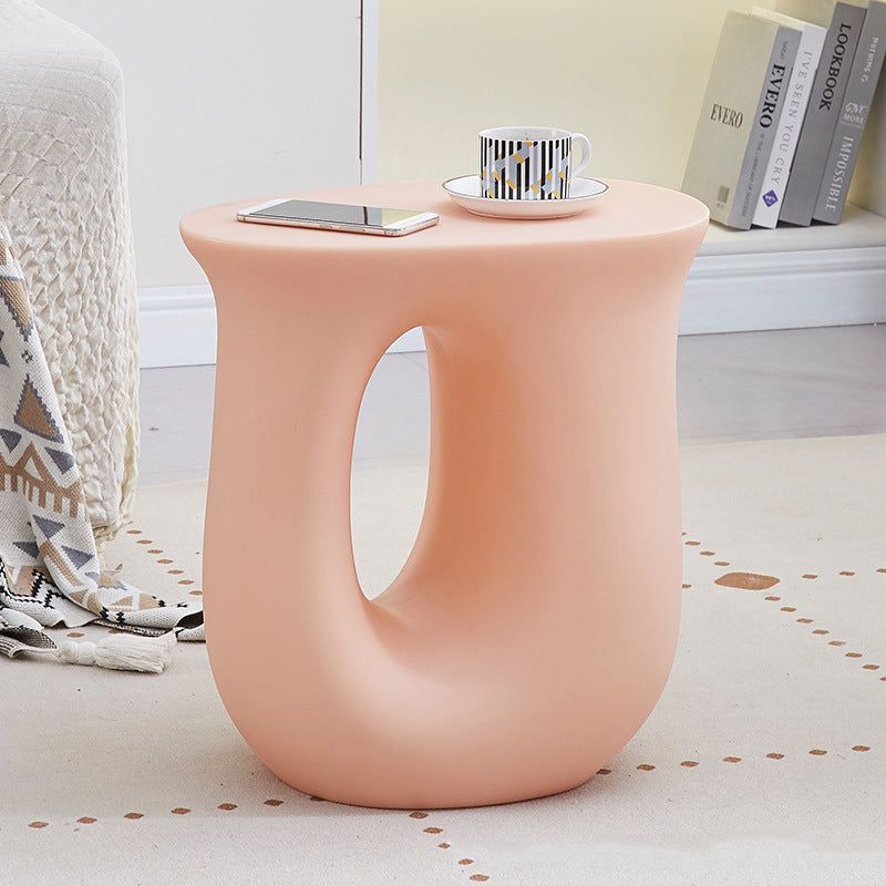 Art Deco Hollow Oval Plastic End Table — Pink